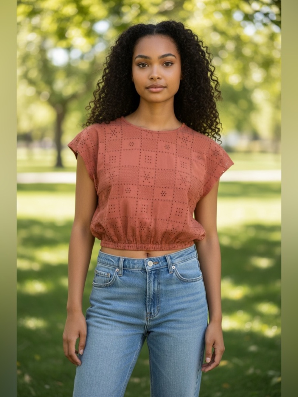 Madewell Women’s Eyelet Cropped Top